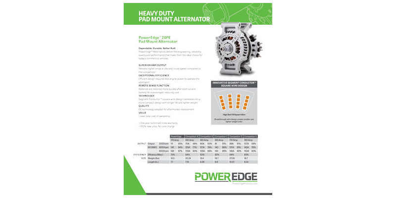 Pad Mount Alternator Product Sheet