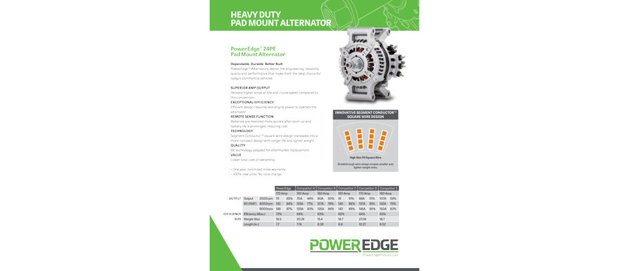 Pad Mount Alternator Product Sheet