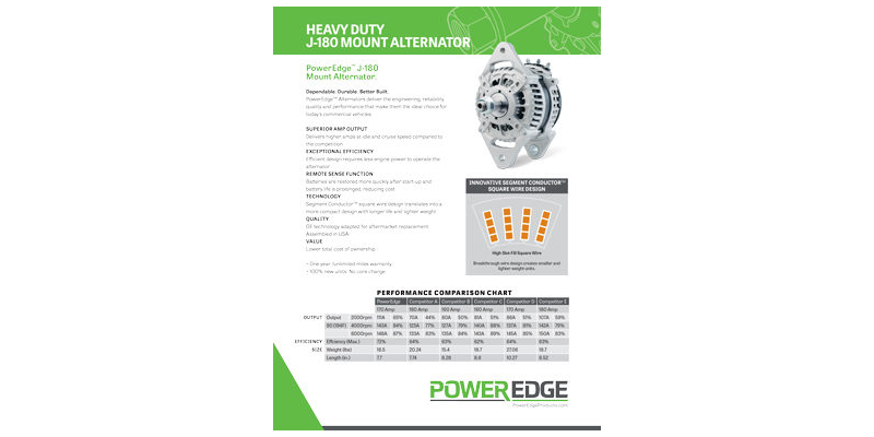 J-180 Mount Alternator Product Sheet
