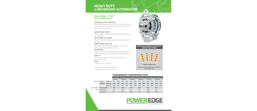 J-180 Mount Alternator Product Sheet